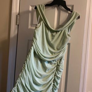 Sage Green Off the Shoulder Lulu’s Maxi Dress Gown GUC